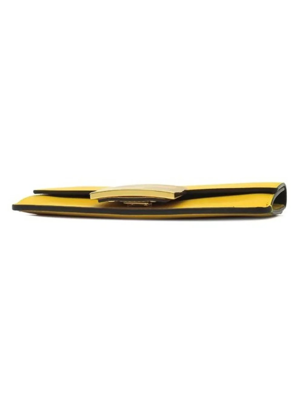 Fendi Flat Baguette Mini Leather Yellow Gold Shoulder Clutch